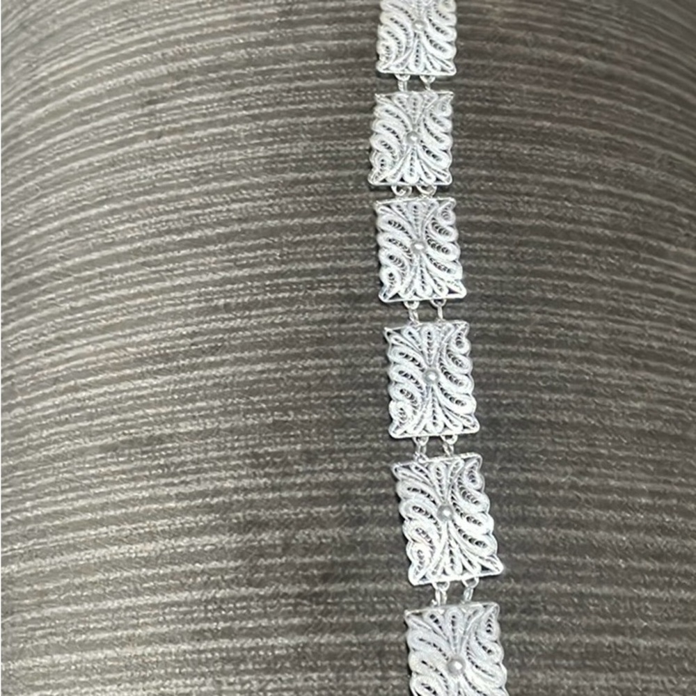 .925 Sterling FILIGREE BRACELET real solid Silver Fine Jewelry Vintage 1970’s - Picture 2 of 11